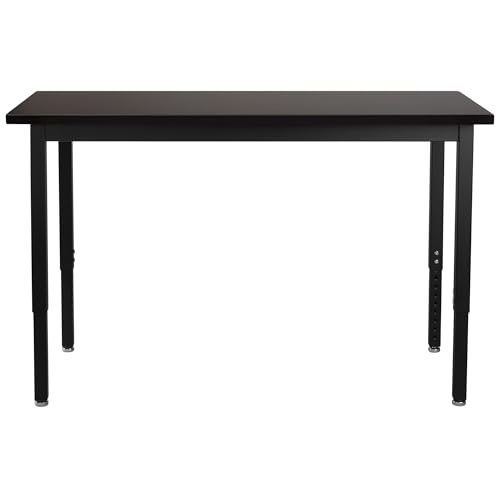 National Public Seating SLT Series 24" W x 48" D Height Adjustable Utility Table, Black (SLT3-2448C)