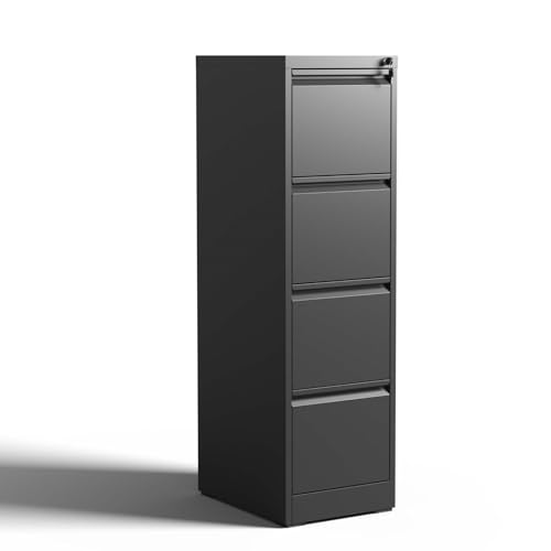 KCSWKJ 4 Drawer Metal Vertical File Cabinet with Lock Office Home Steel Vertical File Cabinet for A4 Legal/Letter Size