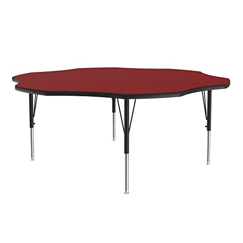 Correll 60" Flower HPL Classroom Adjustable Activity Table, Red/Black