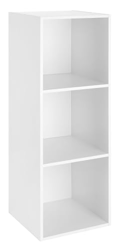Whitmor 3 Cube Bookcase, 3 Tier Stackable MDF Bookself, Open Storage Display Organizer, Storage Cabinet for Living Room, Bedroom, Home, Office, 12.2" L x 11.7" W x 35.6" H, White