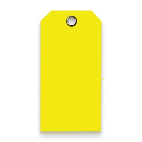 Tags 4 Less 15 Mil Waterproof Plastic Tags, Pack of 100 – 4” x 8” Heavy Duty Plastic Tags for Labeling, Outdoor Tagging, Equipment Labeling, Luggage, Valves & More (Yellow)