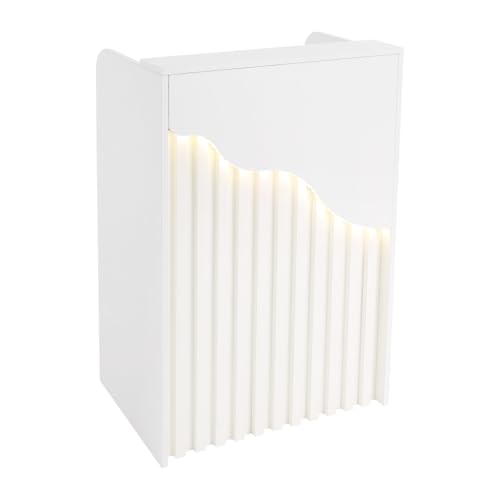 AngelcityCC Small Reception Desk with Counter LED Light, Modern Front Desk with Lockable Drawer, Retail Checkout Counter for Clothing Salon Shop Hotel