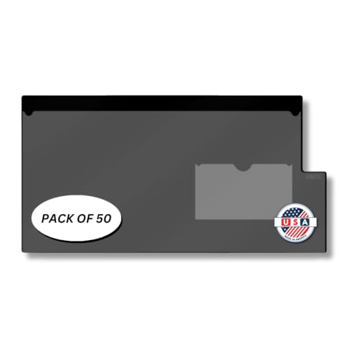 Doctor Stuff - Short Tab Vinyl Outguides, Full Front Pocket, Bottom Charge Out Slip Pocket, Plastic File Folder, Legal Size 9" x 16", Black, 50/Box