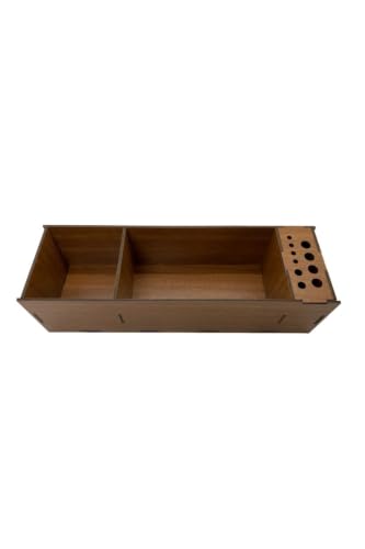 SODEF Wooden Desktop Organizer Set 8 Compartments Acrylic Wood Grain Finish for Office Supplies Desk Accessories Home Office Dorm Room Storage - Notpa - Brown