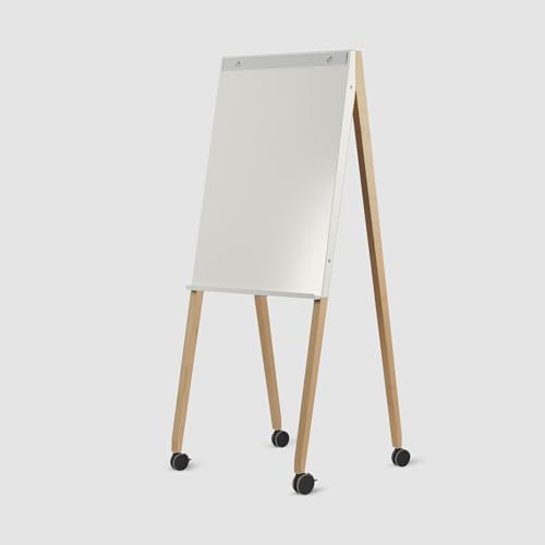 Rolling Whiteboard, Dry Erase Board with Stand, Standing White Board on Wheels, 25"x35" Whiteboard Magnetic, Including 4 Markers, 4 Magnetic Clip(White)