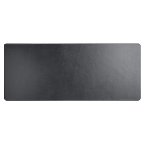 DACASSO Classic Black Leather Conference Table Single Runner- Luxury Leather Table Runner - Executive Desk Surface Protector - (Black, 30" x 12.5")