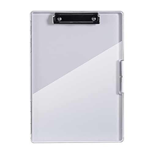 Clipboard with Storage, Clipboard Storage Box A4 Cases with Separate Pen Compartment Clear File Holder Writing Pad in Black
