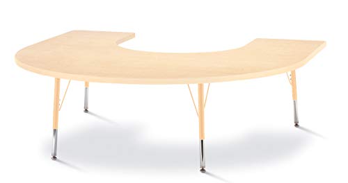 Jonti-Craft Berries 6445JCE251 Horseshoe Activity Table, E-Height (15"-24" Adjustable Height), 66" X 60", Maple/Maple/Camel