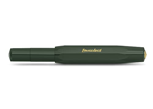 Kaweco CLASSIC SPORT Fountain Pen Green with 23 Carat Gold-Plated Steel Nib and Iridium Tip for Ink Cartridges I Sport Fountain Pen 13 cm I Nib: F (Fine)