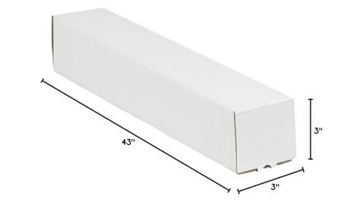 Partners Brand PM3343 Square Mailing Tubes, 3" x 3" x 43", Oyster White (Pack of 25)