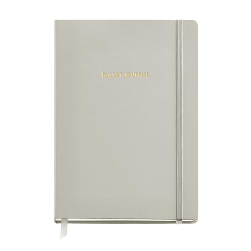 Miquelrius Bullet Journal Notebook - Hardback Faux Leather Cover with Elastic Closure, A5 Size 148 x 210 mm, 96 Sheets 100 g/m², Polka Dot Grid Interior