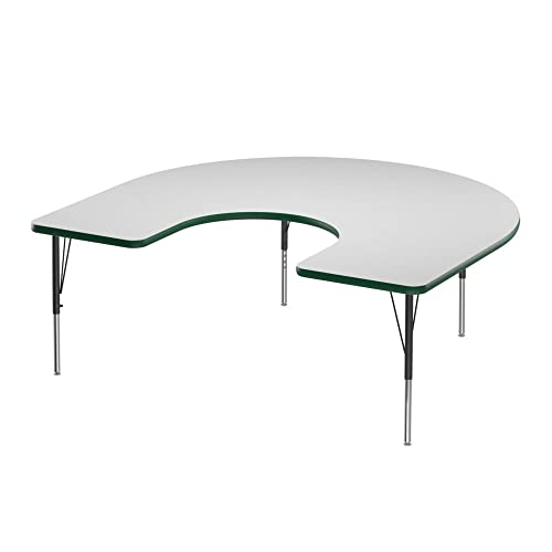 Correll 60" x 66" Horseshoe Dry Erase Activity Table, Markerboard/Green