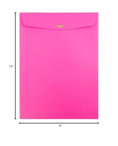 JAM PAPER 9 x 12 Colored Envelopes with Clasp Closure - Ultra Fuchsia Hot Pink - 100/Pack