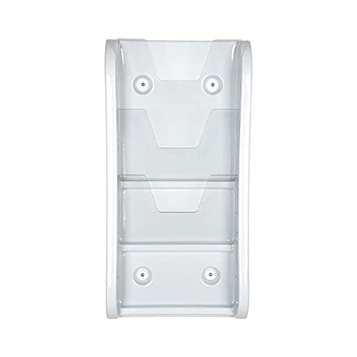 M&T Displays Wall Unit 3 Tier 8.5x11 inch Wall Mounting Plastic Clear PET Pocket Brochure File Organizer Office Document Magazine Folder Rack Portrait Indoor White