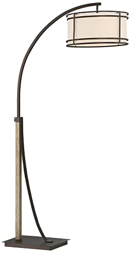 Gentry Oil-Rubbed Bronze 2-Light Downbridge Arc Floor Lamp with USB Dimmer