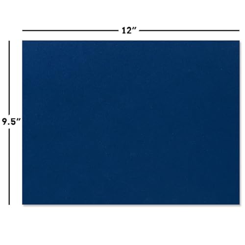 Plain Blue Certificate Folders - Pack of 50, Linen Cover 80 lb. Stock, Folded, Die-Cut Corners, for Office, Business Awards, Graduation, School Diploma Holder, 9-1/2" x 12"