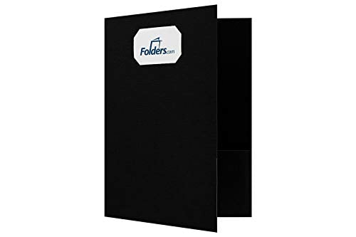 LUXPaper 9" x 12" Presentation Folders | Two Pocket | Front Cover Card Slits (Center) | Deep Black Linen | 100lb. Cover | 50 Qty