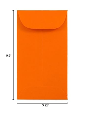 JAM PAPER #5.5 Coin Colored Business Envelopes - 3 1/8 x 5 1/2 - Orange Recycled - Bulk 500/Box