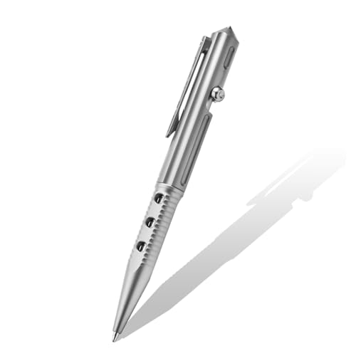 ROZOER Professional Titanium Alloy Tactical Pen Grade with Tungsten Steel Head - Perfect for Emergency Glass Breaking - European Standard G2 Refill (Sandblasted)