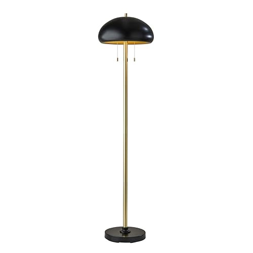 Adesso Floor Lamp with Black and Antique Brass Finishes – Bedroom, Home Office Lighting or Living Room Decor, 63.5” Tall
