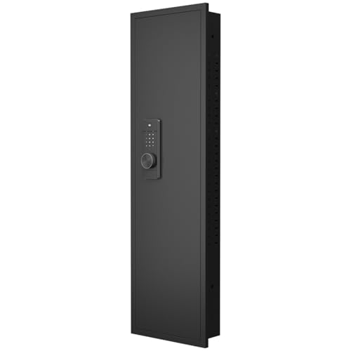 53" Password Touch Panel in-Wall Safe,Hidden Wall Gun Safe with Adjustable Shelves for Rifles, Multifunctional Wall Safe for Firearm and Valuables (Black)