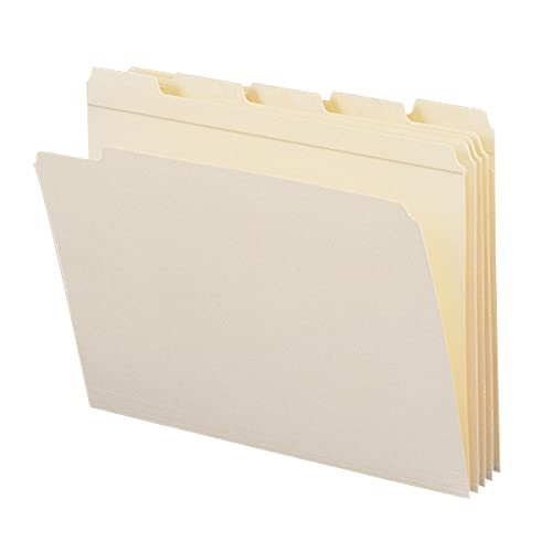 Smead File Folder, Reinforced 1/5-Cut Tab, Assorted Positions, Letter Size, Manila, 100 per Box (10356)