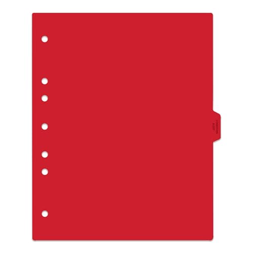 Heavy Duty Plastic Ring Binder Dividers, Red, Case of 50