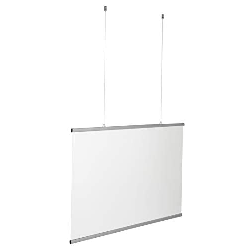 M&T Displays Cough Barrier Sneeze Guard Suspension Ceiling Hanging Divider Clear Protective Window Employer Customer Separator for Cashiers Workers 47.25x27.55