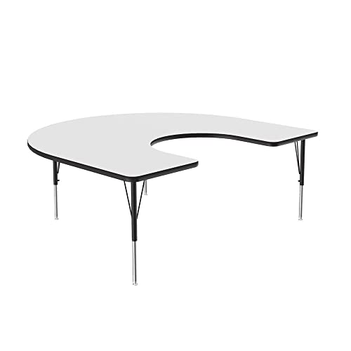 Correll 60" x 66" Horseshoe Dry Erase Activity Table, Markerboard/Black