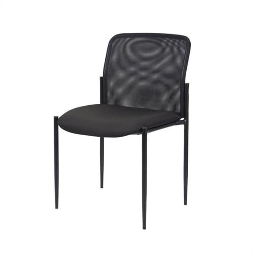 Scranton & Co Guest Chair, 19.5" Waterfall Seat, Wood/Mesh, Black Finish, Powder-Coated Steel Frame, Stackable Space-Saving Design, Contemporary Style Seating for Office or Waiting Room Use
