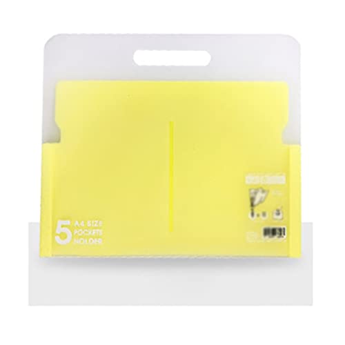LSSOAZZVVN File Organizer Candy Color 5 Pocket File Folder Expanding Wallet PP Folder Portable Document Bag Office File Storage Bag File Folders (Color : White) (Yellow)