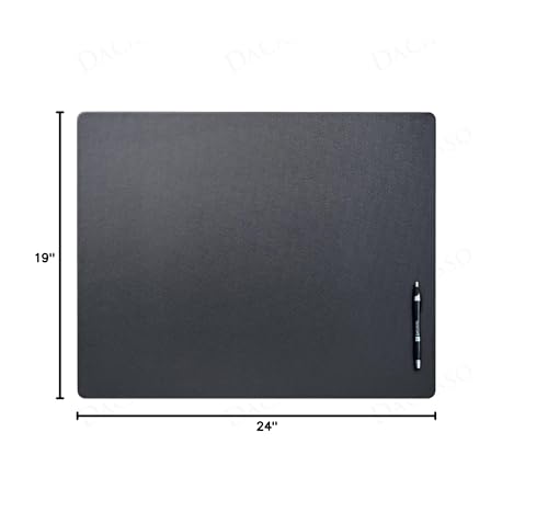 Dacasso 24" x 19" Black Leatherette Luxury Desk Pad Blotter w/Out Side Rails for Writing - Executive Desk Surface Protector & Essential Office Decor