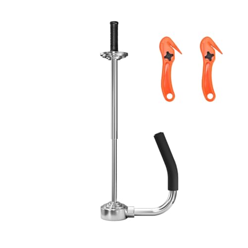 Handheld Stretch Film Dispenser, Adjustable Height, with 2 Film Cutters, Durable Stainless Steel, for Pallet Wrapping
