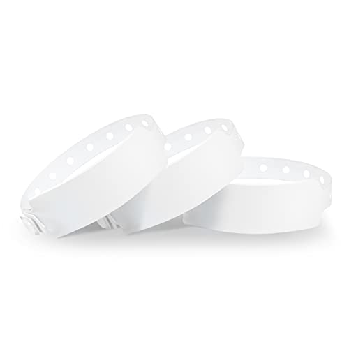 Wristall White Plastic Wristbands 500 Pack Waterproof for Events