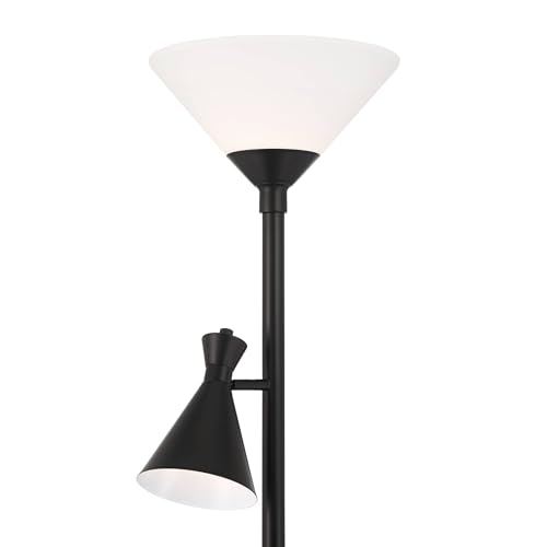 Ballard 72" Tall Black Torchiere Floor Lamp with Side Lights