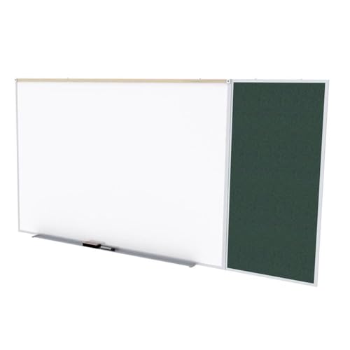 Ghent Style C 4 x 12 Feet Combination Board, Porcelain Magnetic Whiteboard and Vinyl Fabric Bulletin Board, Ebony , Made in the USA