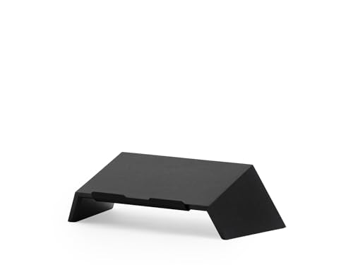Oakywood Wooden Slanted Laptop Stand for Desk - Convenient Riser & Holder - Ergonomic Wood Stand - 45x22x14cm - for 13-14" Laptops Black