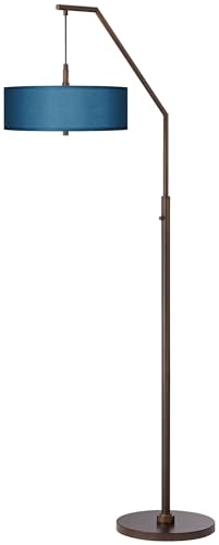 Possini Euro Design 71 1/2" Tall Blue Drum Bronze Downbridge Arc Floor Lamp