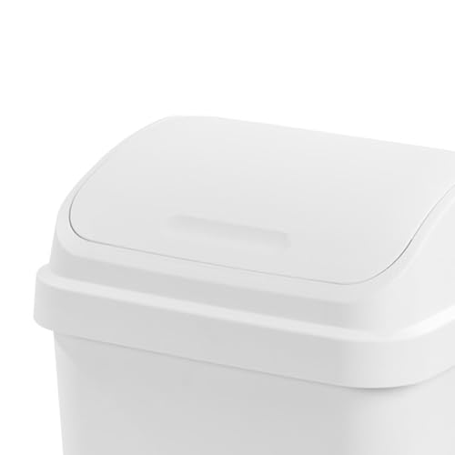 Sterilite Swing Top Wastebasket, Trash Can, 13 Gallon, White, 12-Pack