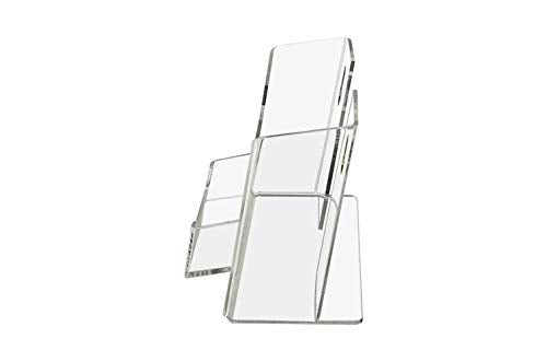 Marketing Holders 12 Pack Brochure Holder for 6 Inch Wide Postcards and 3.5" x 2" Business Cards Clear Acrylic Counter or Wall Mount Promotional Literature Organizer with Hanging Hardware