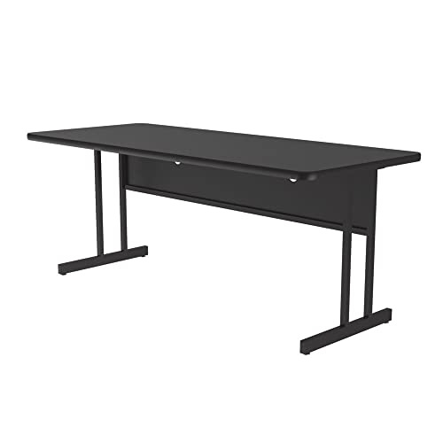 Correll 30"x60" Home & Office Computer Desk, Durable Black Granite High Pressure Laminate Top, 29" High Training Workstation, Steel Frame & Modesty Panel, Wire Management, Made in The USA