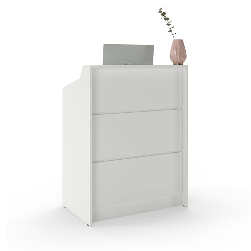 AGATEO Small Reception Desk with Drawer, 32in Retail Checkout Stand, White