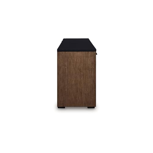Signature Design by Ashley Kallari Casual Credenza with Anti-Tipping and Adjustable Shelf, Dark Brown & Black