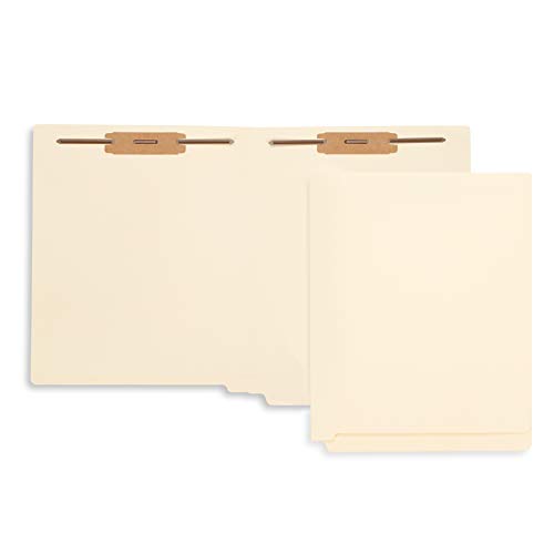 Blue Summit Supplies 100 Manila Fastener File Folders with End Tabs, Reinforced Straight Cut End Tab Folders with 2 Fasteners, Standard Medical File Folders, Letter Size, Manila, 100 Pack