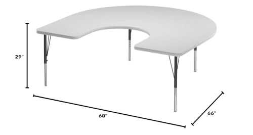 Correll 60" x 66" Horseshoe Dry Erase Activity Table, Markerboard/Gray