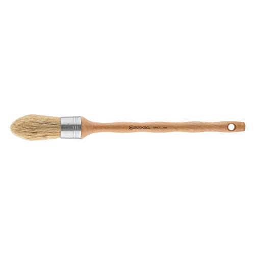 Escoda Series 7600 Artist Oil and Acrylic Paint Brush for Murals, Decorative Work & Faux Finishing, Natural Chungking Hog Bristle, Round Oval, Size 8