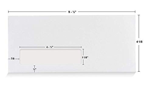 Aimoh #10 Single Left Window Envelopes -Gummed Closure -Size 4-1/8x9-1/2 Inches - 24LB - 1 Case - 5 Packs - 2500 Envelopes(35410-2500)