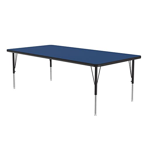 Correll 36" x 72" Rectangular HPL Classroom Activity Table, Blue/Black