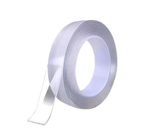 DSWMY Transparent Tape Double Sided Reusable Adhesive Strong Tapes Cleanable Kitchen Bathroom Supplie(Lenth 3m Width 1cm)