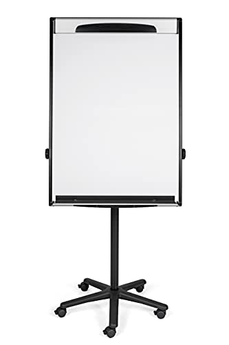 Bi-Office Design Mobile Magnetic Flipchart Easel - 700 x 1000 mm (Euro Size), Lacquered Steel Surface, Aluminium and Black Plastic Frame